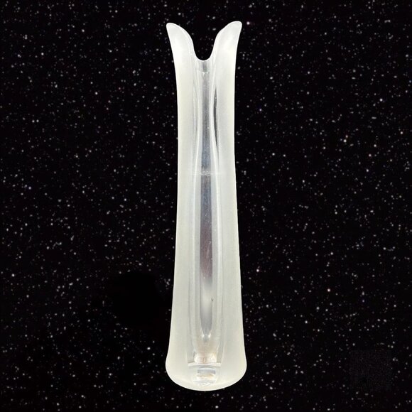 Vintage Polish Art Glass Vase Large Tall Frosted Clear Glass Signed By Artist - Picture 13 of 13